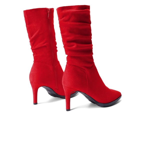 Women's Mid Calf Pointed Toe Suede boots - Picture 2 of 8
